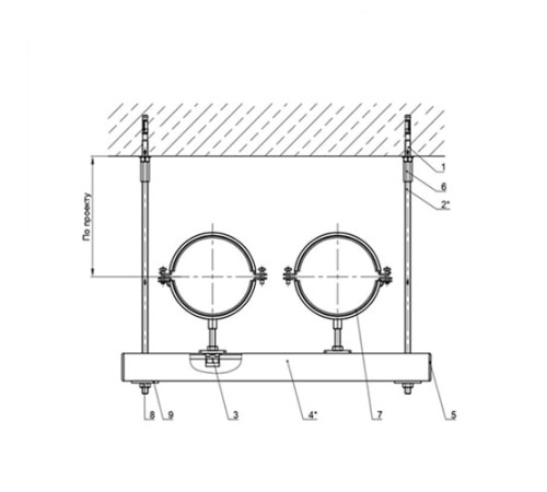 Крепления двух трубопроводов к перекрытию в Жодино