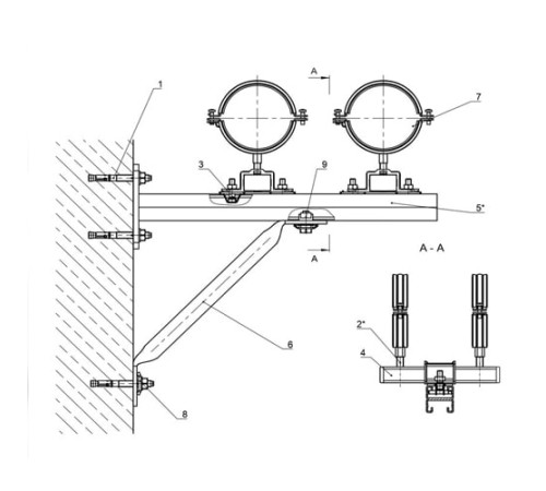 Крепления двух трубопроводов к стене в Жодино