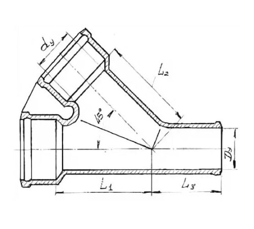 Косые чугунные тройники 45° в Жодино с доставкой по Беларуси