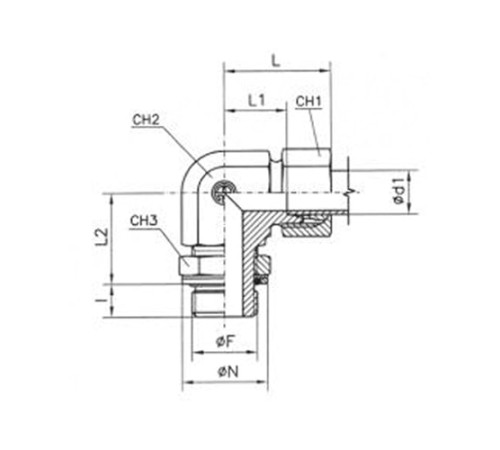 Угольники ввертные TN 514 с уплотнением в Жодино